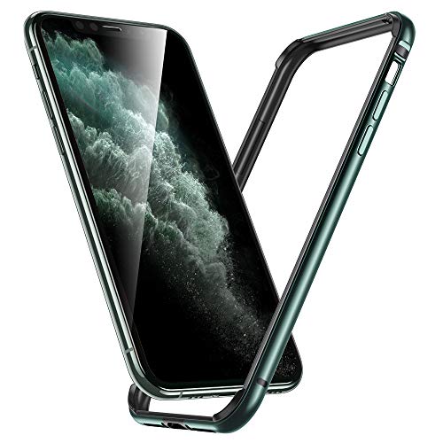 Product Cover ESR Bumper Designed for iPhone 11 Pro Case, Metal Frame Armor with Soft Inner Bumper [Zero Signal Interference] [Raised Edge Protection] for iPhone 11 Pro, Dark Green