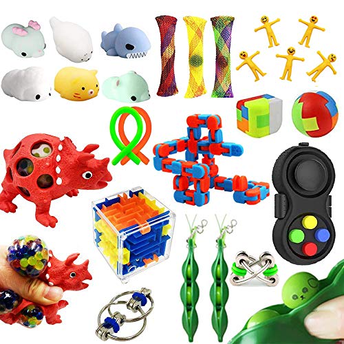 Product Cover Dciko Sensory Fidget Toys Set-Stress Relief Toys for Adults and Autistic Kids, Anti-Anxiety Calming Toys for ADHD Autism, Hand Fidgets 26 Pack Include Stress Ball, Mesh and Marble& More
