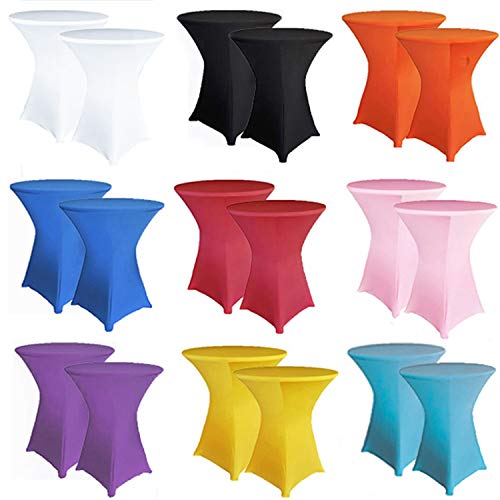 Product Cover RELIANCER 4 Pack 30inch Highboy Cocktail Round Spandex Table Cover Four-Way Tight Fitted Stretch Tablecloth Table Cloth for Outdoor Party DJ Tradeshow Banquet Vendor Wedding(4PC 30''X42'',White)