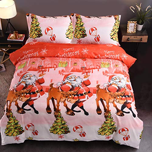 Product Cover Decdeal Christmas Duvet Cover Set, Two Pieces Christmas Bedding Set Duvet Cover and Pillowcase