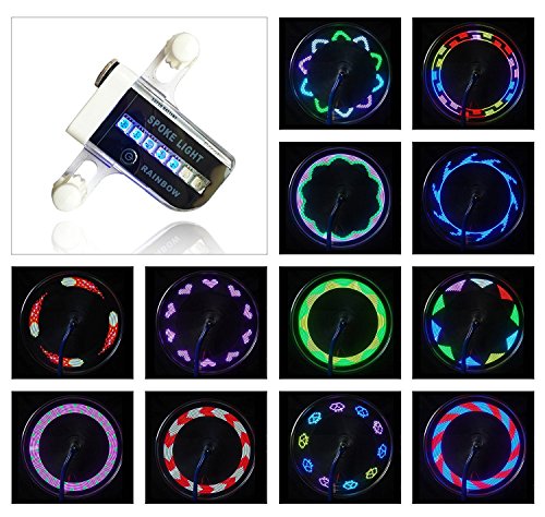Product Cover Bike Wheel Lights - Bicycle Wheel Lights Ultra Bright 14 LED - 30 Different Patterns Change Visible from All Angles - Safety Cool Bicycle Bike Accessories for Kids Adults - Easy to Install