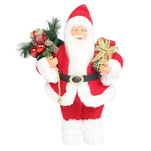 Product Cover Costyleen Christmas Santa Claus Figurine Decoration Medium Size Ornament Enjoyable Gift Doll Toy Table Decor Festival Present - Standing 14'' Red White