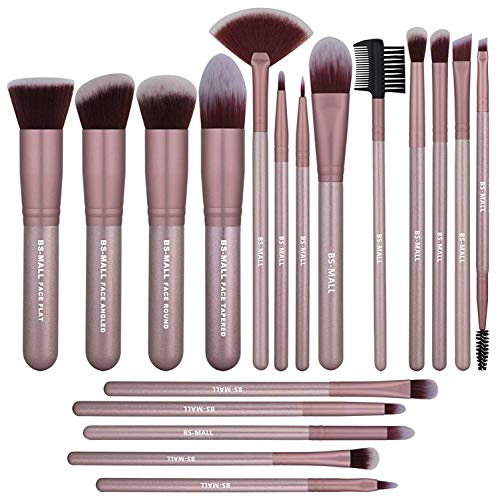 Product Cover BS-MALL Makeup Brush Set 18 PCS Premium Synthetic Kabuki Foundation Eyebrow Eyeshadow Concealer Blending Eyeliner Comestic Brushes Champagne (Purple Silver)