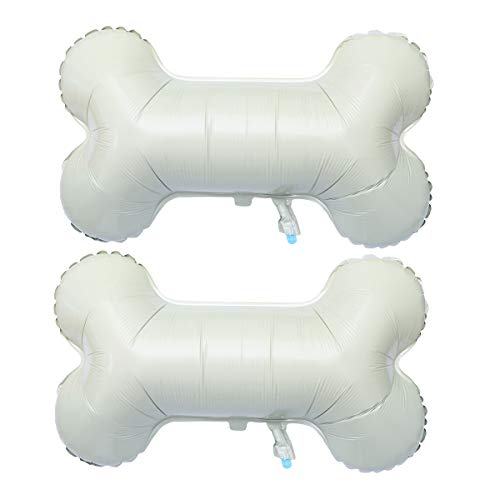 Product Cover Amosfun 2pcs Foil Balloons Cute Bone Shape Balloons Large Helium Balloons for Dog Birthday Party Supplies Decoration (Beige)