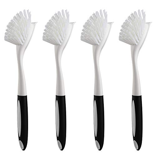 Product Cover Dish Brush for Dishes Kitchen Sink Pot Pan Scrubbing, Black, 4Pcs