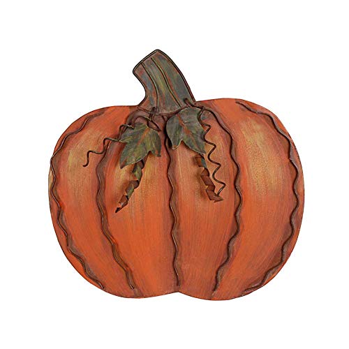 Product Cover Metal Pumpkin Decoration for Home Free Standing Metal Flat Pumpkins for Fall Harvest DecorThanksgiving Halloween Outdoor Decoration ­ (11.75''H)