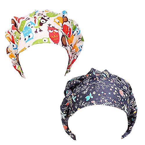 Product Cover Surgical Scrub Caps Adjustable Bouffant Hats Elastic Head Covers with Sweatband for Medical Doctor Men Women 2 Packs