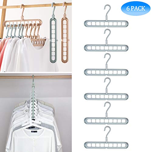 Product Cover Airmoon Space Saving Hangers, Clothes Grouper, Multifunctional Closet Organizer, Pack of 6(Blue)