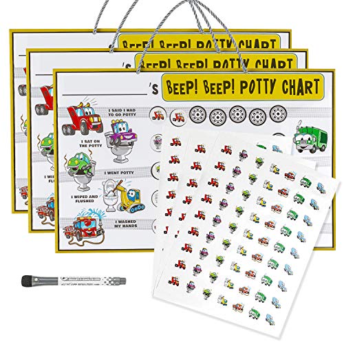 Product Cover Beep! Beep! Potty Training Chart - 3 Charts with 189 Reward Stickers, Early Learning to Build Self Confidence, Fun and Easy Motivational Tool for Toddler Boys and Girls