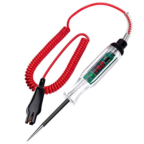 Product Cover Upgraded Premium Digital LED Automotive Circuit Tester, 3-32V Test Light with 96 Inch PU Extended Spring Wire, Vehicle Circuits Low Voltage Light Tester with Sharp Stainless Probe