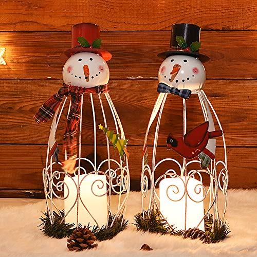 Product Cover Juegoal Christmas Snowman LED Candle Lantern Lights Battery Operated Christmas Holiday Party Decorations, 2 Pack