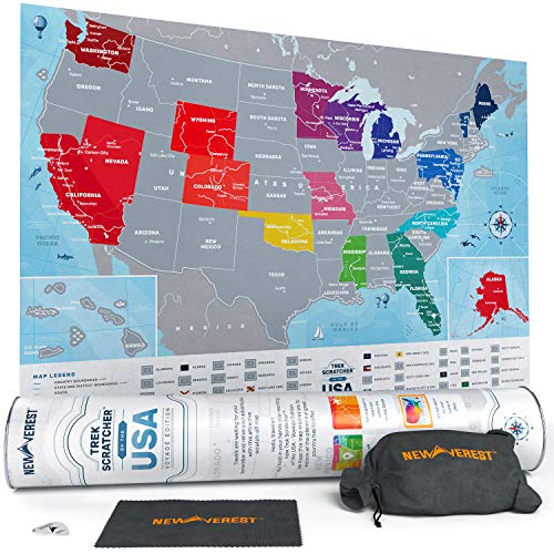 Product Cover Newverest Scratch Off Map of The United States - Travel Decor Map - Original Gifts for Travelers Women & Men - US Travel Map Poster Fits 17 x 24 Inches - Wall Map of USA Voyage Edition