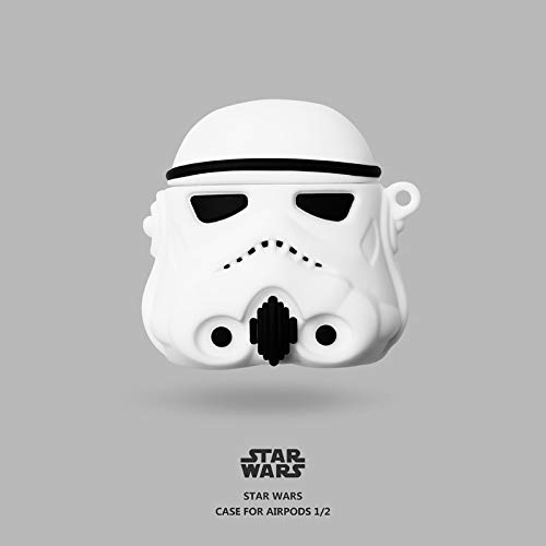 Product Cover AirPods Case Soft Silicone Shockproof Cover for Apple Airpods 2 & 1, Star Wars Imperial Stormtrooper Army Spacetrooper 3D Unique Design Skin Kits with Carabiner Holder for Air Pods (Stormtrooper)