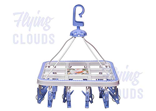Product Cover RJ Rojeno Plastic Cloth Drying Stand Hanger with 24 Clips/pegs, Baby Clothes Hanger Stand, Blue or Pink, Set of 1