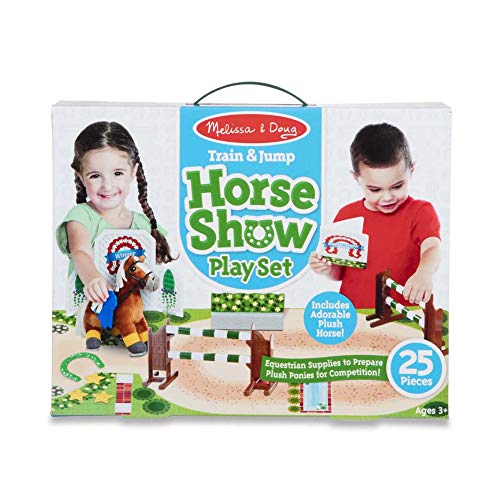 Product Cover Melissa & Doug Train & Jump Horse Show Play Set with Plush Stuffed Animal (25 Pieces, Great Gift for Girls and Boys - Best for 3, 4, 5, 6, 7 and 8 Year Olds)