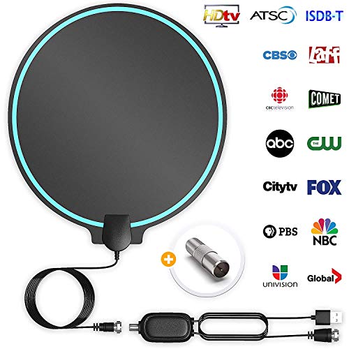 Product Cover All-New 2019 Indoor HDTV Digital Antenna 4K HD Freeview Life Local Channels All Type Television Switch Amplifier Signal Booster to 150 Mile, Professional Round Shape
