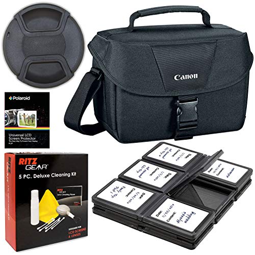 Product Cover Canon 200ES Camera Shoulder Bag (9320A023) for Canon EOS Rebel T6 T7 T5i T6i T7i EOS 90D 80D 70D 6D EOS Sl3 sl2 M50. Bundle Includes, 58mm Lens Cap, 5-Piece Cleaning Kit, Screen Protectors