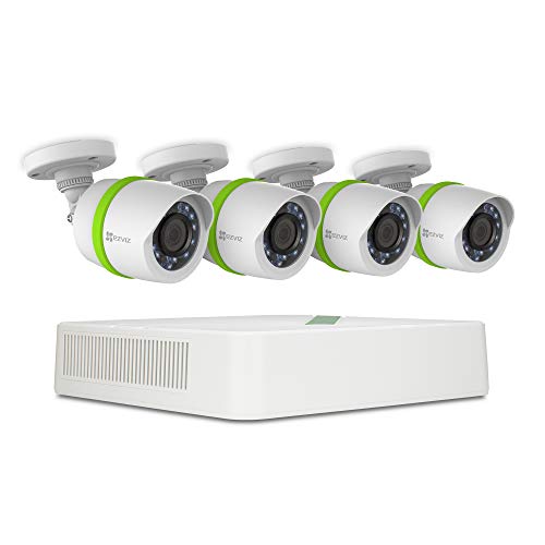 Product Cover Refurbished: EZVIZ Full HD 1080p Outdoor Surveillance System, 4 Weatherproof HD Security Cameras, 4 Channel 1TB DVR Storage, 100ft Night Vision, Customizable Motion Detection