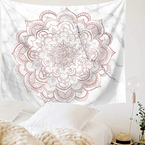 Product Cover Indusleaf Pink Mandala Tapestry Wall Hanging - Bohemian Living Room Wall Decor for Women Girls, Boho Medallion Gary Marble Tapestry for Room