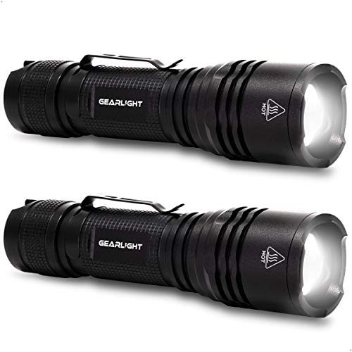 Product Cover GearLight TAC LED Tactical Flashlight [2 PACK] - Single Mode, High Lumen, Zoomable, Water Resistant, Flash Light - Camping, Outdoor, Emergency, Everyday Flashlights with Clip