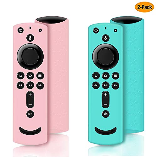 Product Cover 2 Pack Remote Cover for Fire TV Stick 4K, Silicone Remote case for Fire TV Cube/Fire TV(3rd Gen) Compatible with All-New 2nd Gen Alexa Voice Remote Control, Anti-Slip Shockproof (Blue and Pink)