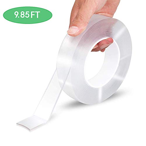 Product Cover Nano Double Sided Tape - Multipurpose Removable Adhesive Grip Mounting Tape，Washable Strong Sticky Transparent Tape Clear Heavy Duty Strips Wall Tape Poster Tape for Paste Items,Household (9.85FT)