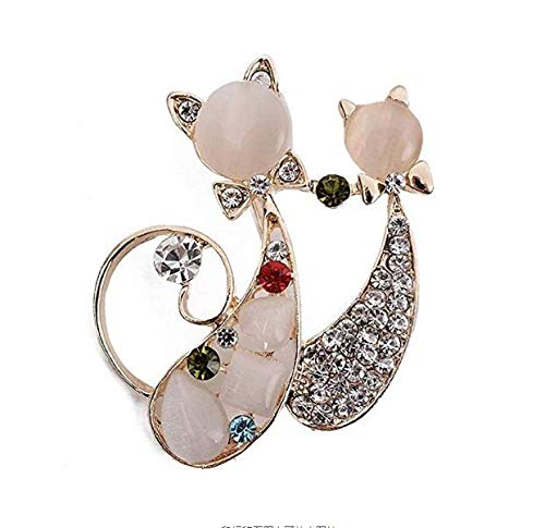 Product Cover Yevison Premium Quality Cute 2 Cats Shaped Brooch Alloy Brooches Pin Scarves Shawl Clip Jewelry Accessory Wedding Party Gift for Women Girls