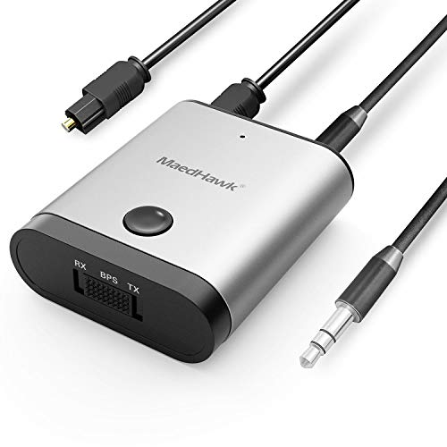 Product Cover 5-in-1 Bluetooth 5.0 Transmitter and Receiver (aptX LL,aptX HD,Dual Link) Wireless Audio Adapter with 3.5mm AUX, RCA, USB, Optical Cable-for TV/Headphones/Home Sound Car Stereo System-MaedHawk X8