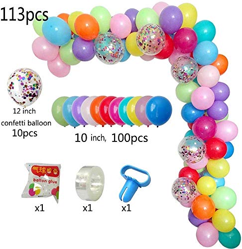 Product Cover DIY Balloon Arch & Garland Kit, 113Pcs Party Balloons Decoration Set, Colorful Confetti Balloons & Colorful Latex Balloons for Baby Shower, Wedding, Birthday, Graduation, Anniversary Organic Party ...