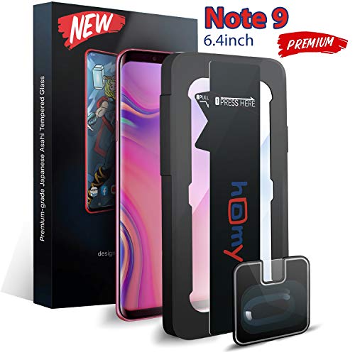 Product Cover HOMY PREMIUM for Samsung Galaxy Note 9 UHD Clear Tempered Glass Screen Protector with ONE-Touch Applicator and Camera Lens Protector