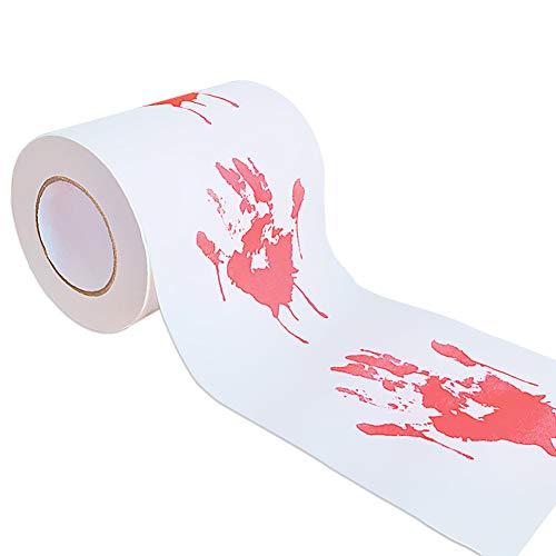 Product Cover Mimgo-shop Halloween Novelty Gift Toilet Paper Bloody Zombie Hand Prints Halloween Bathroom Decoration Scary Prank Props for Practical Jokes