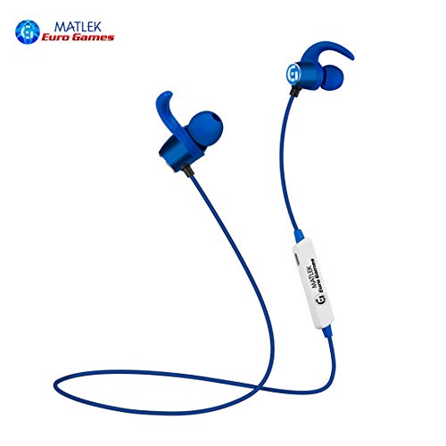 Product Cover Matlek Euro Games Headphones Bluetooth Wireless Earphones with Mic and Sweat-Proof Design for Running, Gym Works with All The Phones, Tabs, Laptops and Smart Devices (Blue)
