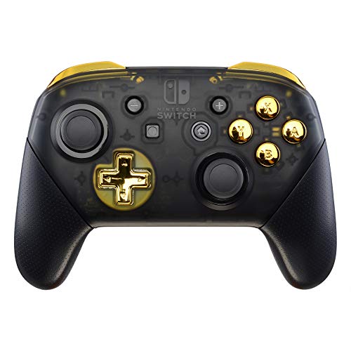 Product Cover eXtremeRate Chrome Gold Repair ABXY D-pad ZR ZL L R Keys for Nintendo Switch Pro Controller, Glossy DIY Replacement Full Set Buttons with Tools for Nintendo Switch Pro - Controller NOT Included