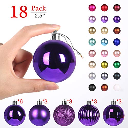 Product Cover GameXcel Christmas Balls Ornaments for Xmas Tree - Shatterproof Christmas Tree Decorations Large Hanging Ball Purple 2.5