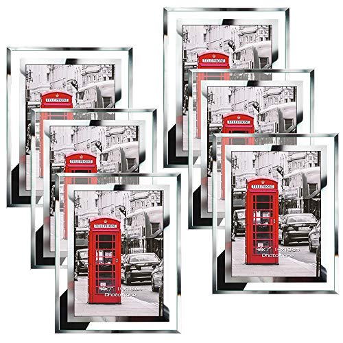 Product Cover Schliersee 5x7 Glass Picture Frames Desktop Display Multi Mirror Edge Bulk Photo Frame Set, 6 Pack