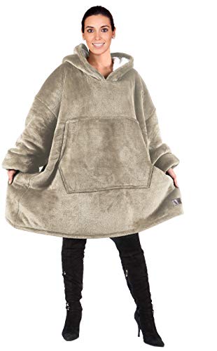 Product Cover Catalonia Oversized Hoodie Blanket Sweatshirt,Super Soft Warm Comfortable Sherpa Giant Pullover with Large Front Pocket,for Adults Men Women Teenagers Kids,Camel