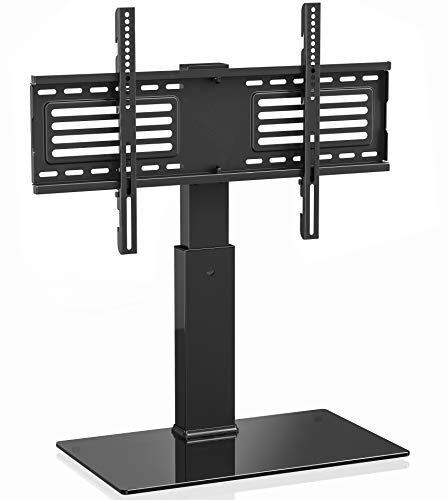 Product Cover FITUEYES Universal TV Stand/Base Swivel Tabletop TV Stand with Mount for 42 to 75 inch Flat Screen TV 70 Degree Swivel, 9 Level Height Adjustable,Tempered Glass Base,Holds up to 110lbs Screens