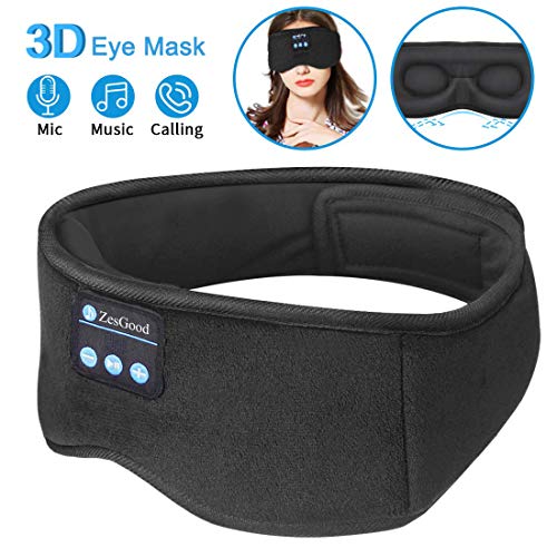 Product Cover Sleep Headphones Bluetooth Eye Mask,ZesGood 3D Bluetooth 5.0 Wireless Sleep Mask,Washable Adjustable Travel Music Handsfree Sleeping Headset with Built-in HD Speaker and Micro for Side Sleepers