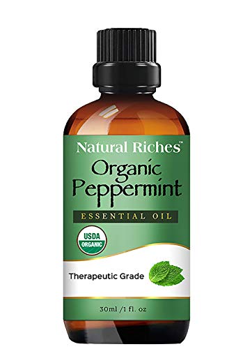 Product Cover Natural Riches Organic Peppermint Oil, USDA Certified Organic, Undiluted, Natural Peppermint Essential Oil Aromatherapy, Therapeutic Grade Mentha Arvensis - Cooling Smell with Fresh Mint Oil & Menthol