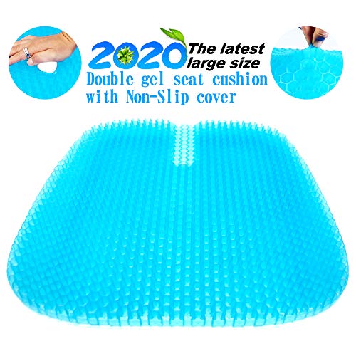 Product Cover Gel Seat Cushion, 2019 the Latest Large Size Honeycomb Design Cushion Double Thick Seat Cushion with Non-Slip Cover Super Breathable Gel Cushion for Back Painr Home Office Chair Car Wheelchair