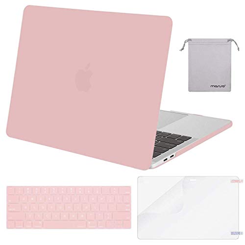 Product Cover MOSISO MacBook Pro 15 inch Case 2019 2018 2017 2016 Release A1990 A1707, Plastic Hard Shell Case&Keyboard Cover&Screen Protector&Storage Bag Compatible with MacBook Pro 15 Touch Bar, Rose Quartz