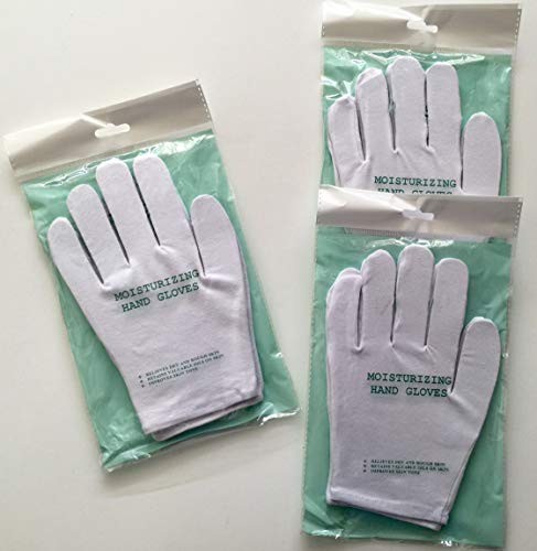 Product Cover 3 pairs/set Moisturizing Hand Gloves, Premium Natural Therapy Gloves For Dry Hands, 94% Cotton / 6% Spandex (Set of 3 Pairs)