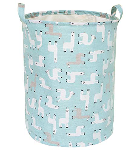 Product Cover LEELI Laundry Hamper with Handles-Collapsible Canvas Basket for Storage Bin,Kids Room,Home Organizer,Nursery Storage,Baby Hamper,19.7×15.7 (Llama)
