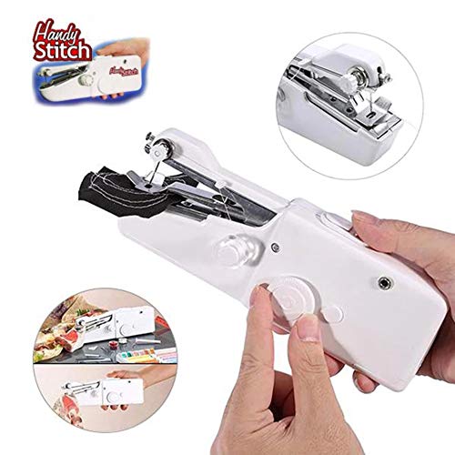 Product Cover Handheld Sewing Machine Cordless Sewing Machine Portable Mini Electric Sewing Machine with Handy Stitch Tool for Household Trip for Fabric, Clothing, Kids Cloth DIY Sewing Works(White)