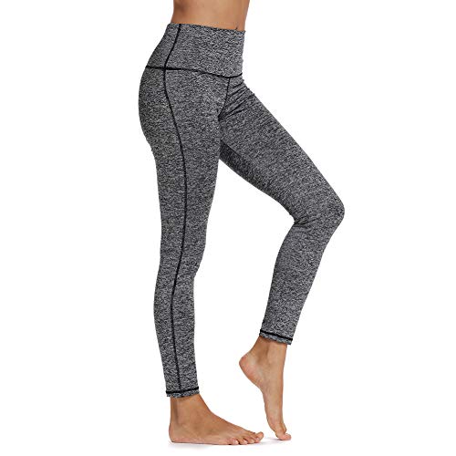 Product Cover MOLYBELL Women's High Waist Yoga Pants, Pocket Yoga Pants Tummy Control Workout Running 4 Way Stretch Yoga Leggings MattBlack-M