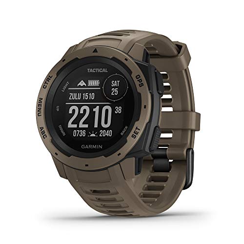 Product Cover Garmin Instinct Tactical, Rugged GPS Watch, Tactical Specific Features, Constructed to U.S. Military Standard 810G for Thermal, Shock and Water Resistance, Tan