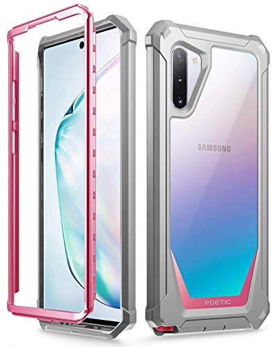 Product Cover Galaxy Note 10 Rugged Clear Case, Poetic Full-Body Hybrid Bumper Cover, Support Wireless Charging, Without Built-in-Screen Protector, Guardian Series, Case for Samsung Galaxy Note 10, Pink