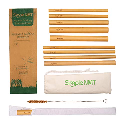 Product Cover Bamboo Straws drinking Reusable, Natural, Organic & Plastic Free & Biodegradable, 10 Straws 5.5