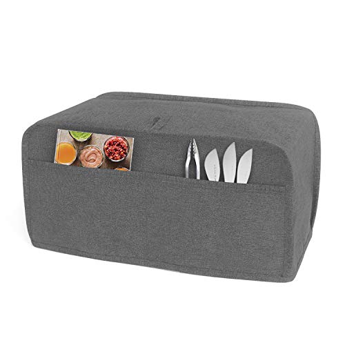 Product Cover LUXJA Toaster Cover for 4 Slice Long Slot Toaster (15.5 x 7.5 x 8 inches), Toaster Cover with 2 Pockets (Fits for Most 4 Slice Long Slot Toasters), Gray