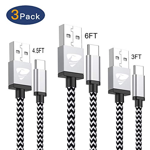 Product Cover USB Type C Cable,3PACK USB C to USB A Charger Cable 3FT 4.5FT 6FT Fast Charging Cable Nylon USB C Charging Cord for Samsung Galaxy A20 A40 A50 A70 A10e S8 S9 S10,Huawei P20 P10 P30 P9,Xperia,Switch
